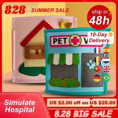 Simulate Hospital Get Up Rainbow 3D Baby Cloth Book Practice Hand Early Learning Education Quiet Book Soft Washable Unfold