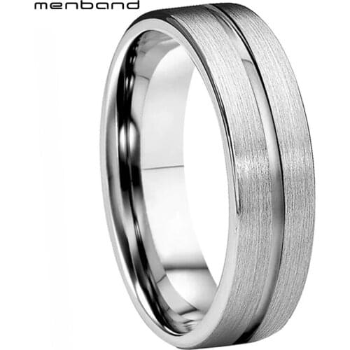 6MM Women Ring Classic Tungsten Wedding Band Flat Band With Center Groove Brush Finish Comfort Fit