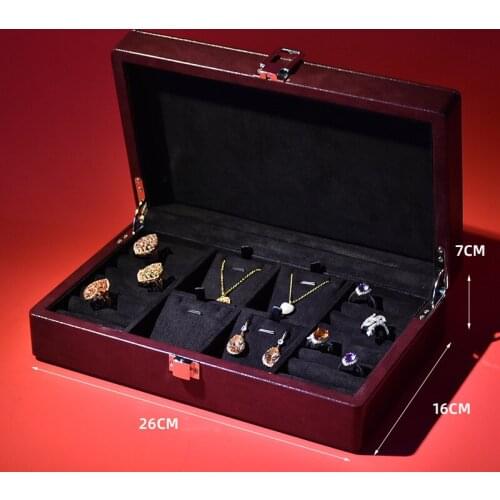 Leather metal lock bracelet large capacity household ring earrings necklace storage jewelry packaging box