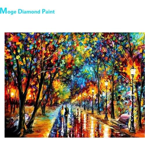 Colorful City Park Woods Scenery Diamond Painting Round Full Drill DIY Mosaic Embroidery 5D Cross Stitch Scenic Oil Pattern