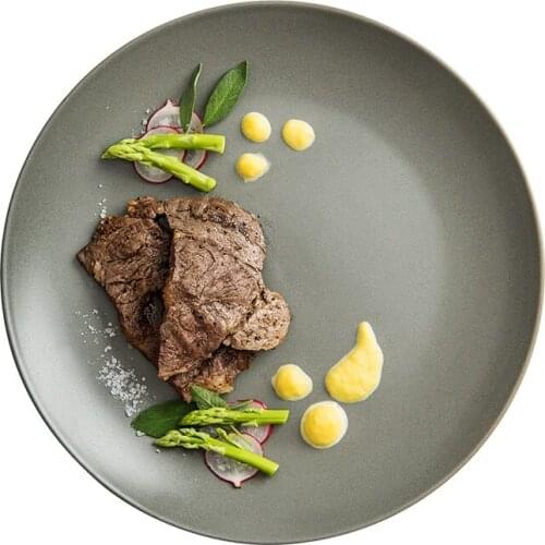 Creative Nordic Steak Plate Ceramic Flat Shallow Plate Household Western Breakfast Plate Round Kitchen Tableware Dinner Plates