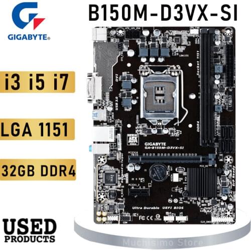 LGA 1151 Gigabyte GA-B150M-DS3H Motherboard i7 i3 i5 DDR4 64GB M.2 HDMI-compatible Desktop B150 Placa-Mãe 1151 Micro ATX Used