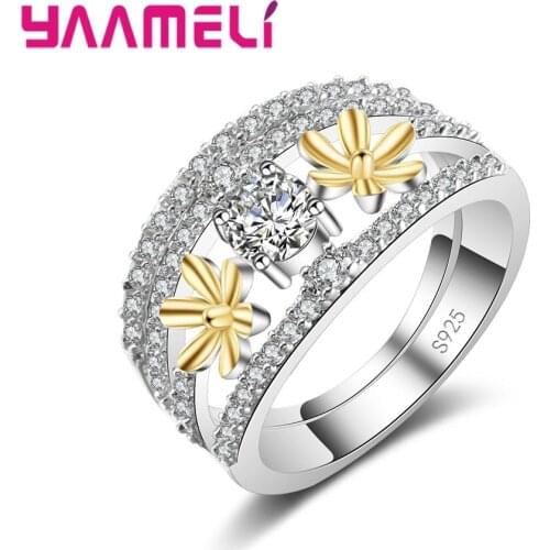 Fashion Rings for Women 925 Sterling Silver Daisy Flower Finger Rings for Ladies 925 Jewelry Wholesale