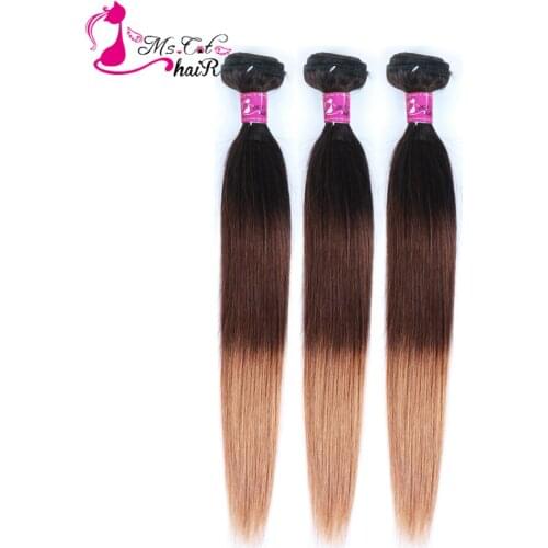 Ms Cat Hair 3 Color Ombre Brazilian Straight Hair T1B/4/30 Remy Hair Weave Bundles 100% Human Hair Extensions 3 Pcs/lot