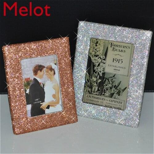 High-End Custom Crystal Rhinestone Table Photo Frame Diamond-Embedded Creative European Photo Frame Folding Portable Photo Frame