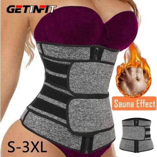 Getinfit Neoprene Sauna Waist Trainer Corset Sweat Belt for Women Weight Loss Compression Trimmer Workout Fitness