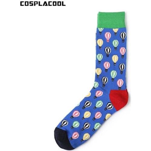 [COSPLACOOL]1 Pair Balloon Pattern Happy Sock Design Funny Socks Men Fashion Hip Hop Skateboard Casual Unisex High Quality Meias
