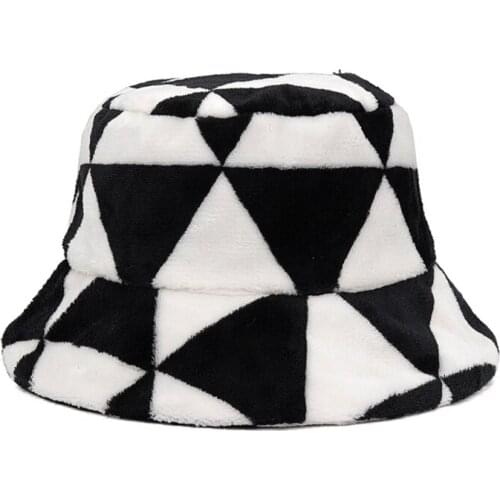 Bucket Hat with Triangle Patterns for Wind Protection Hat Outdoor Winter Hats Cozy Warm Keeper in Winter