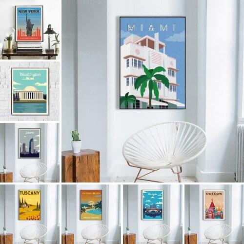 Printed Statue of Liberty Poster House Tree Scenery Painting Decor Home Bedroom Wall Art Canvas No Frame Nordic Picture Modular
