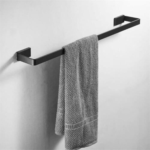 304 Stainless Steel Bathroom Single Towel Bar Black Towel Hanging Wall-mounted Bath Hardware Accessories 50cm