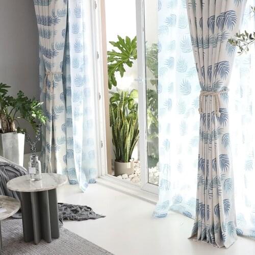Simple Curtain Fabric Modern Rural Flowers American Country Curtains, Polyester-cotton Printed Curtains for Living Room Bedroom