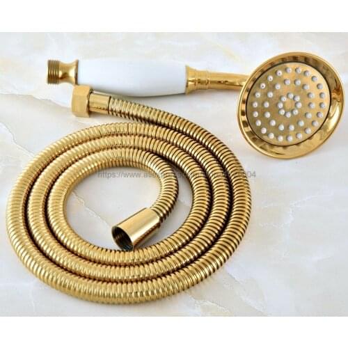 Luxury Gold Color Brass & Ceramics Telephone Hand Held Shower Head & 1.5 m Hose Bathroom shower set Nhh039