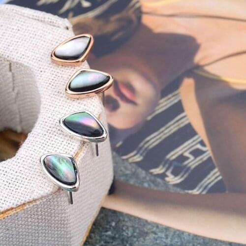 Noomi classic fashion gold plating simple mysterious gorgeous black shell triangle temperament versatile Earrings ln018