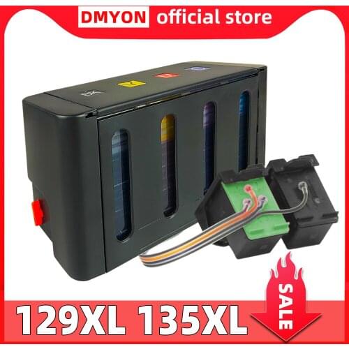 DMYON Compatible for HP 129 135 Continuous Ink Supply System Deskjet C4110 C4140 C4150 C4170 C4173 C4175 C4180 C4183 Printer