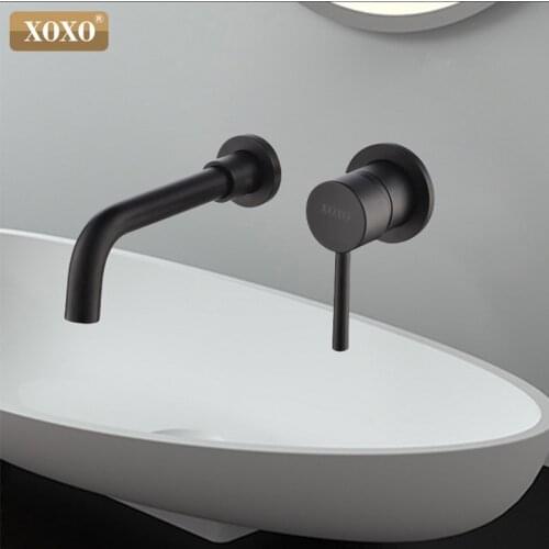 XOXO Luxury black paint brass wall installation basin faucet order toilet rotate 360 degrees cold mixer tap chrome faucets83035H
