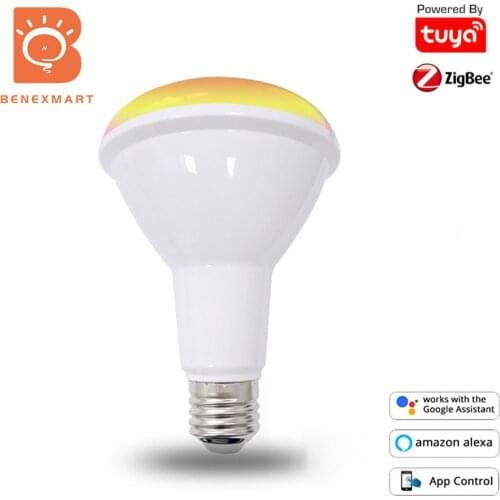 Benexmart BR30 Tuya Zigbee 3.0 Smart RGBCW LED Light Bulb 10W Dimmable E27 Led Lamp Alexa Echo Google Home Smartthings App 850lm