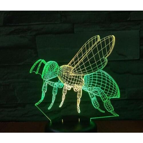 Bee Led 3d Colorful Nightlight Creative Visual Touch Charging Led Light Stereo Atmosphere Gift Usb Lamp