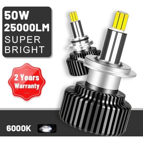 Carlitek 9012 LED Headlight 25000LM H1 HIR2 H7 H11 H4 HB3 HB4 H8 H9 9005 9006 360 Degree CSP Chips High Beam Low Beam 2PCS Bulbs