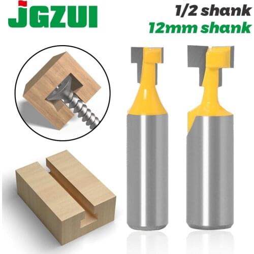2pc12mm 1/2 inch Shank T-Slot Cutter Router Bit Set Key Hole Bits Hex Bolt T Slotting Milling Cutter for Wood Woodworking Tool