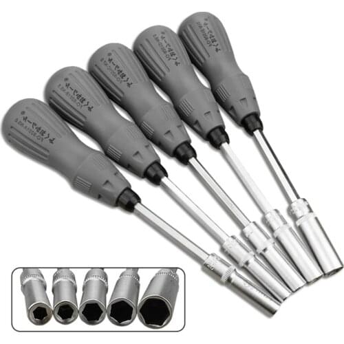 Hex Socket Screwdriver Set Precision Bits Rod 5-10mm CR-V Screw Nut Key Removable Handle Household Repair Hand Tool