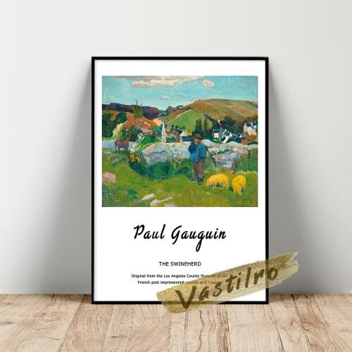 Paul Gauguin Museum Exhibition Poster, Gauguin The Swineherd Prints, Retro Pastoral Still Life Wall Picture, Living Room Decor