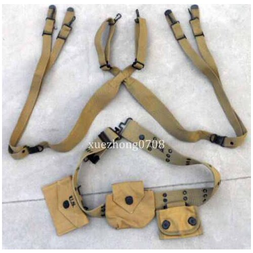 WW2 US Army Soldier Gear Belt First Aid Pouch Compass Pouch Strap Clasp Webbing armyshop2008