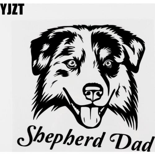 YJZT 15.7CM×14.6CM Fun Animal Shepherd Dad Dog Vinyl Car Sticker Decal Black/Silver 8C-0318