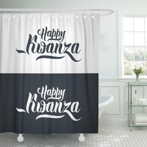 Happy Kwanza Hand Lettering Text on Light and Dark Shower Curtain Waterproof Polyester Fabric 72 x 78 Inches Set with Hooks