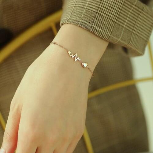 Jewelry 2021 Trend 21Cm YSM B398 Stainless Stee Bracelet For Women Rose Gold Japanese Korean Style Small Fresh ECG Love Braceles