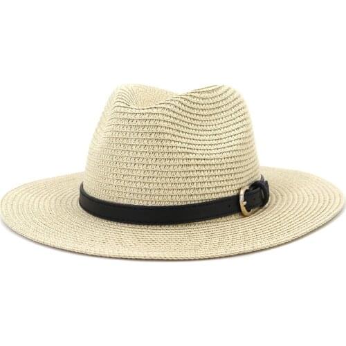 Spring Summer Ladies Outdoor Seaside Sunscreen Beach Cap Women British Jazz Sun Straw Hat Mens Paper Braid Straw Panama Chapeau