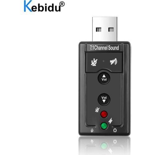 KEBIDU 7.1 CH USB Audio Sound Card USB 2.0 Mic Speaker Audio Headset With Microphone 3.5mm Jack Converter for Laptop