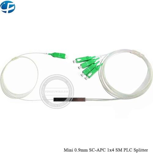 10pcs/lot PLC Splitter mini 0.9mm SC-APC 1x4 SM white PLC Splitter Fiber optic SC APC SM PLC Splitter