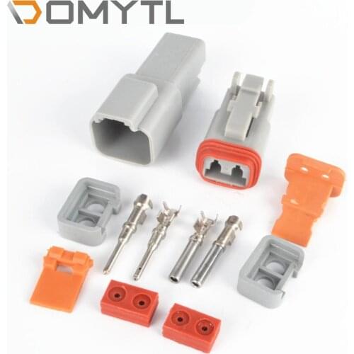 2 Sets 2pin Waterproof Plug-in DT04-2P DT06-2S Kit Male Female Plug with Splice Terminal
