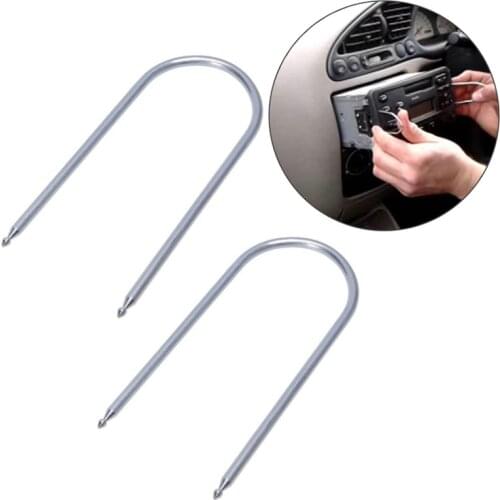 2Pcs Silvery Car CD Stereo Radio Removal Extraction Release Keys Tool For Peugeot 106 206 307 406