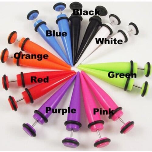 2Piece Fake Ear Tapers Expander Cheater Plug Black Acrylic Flesh Tunnels Earrings Body Jewelry free shipping