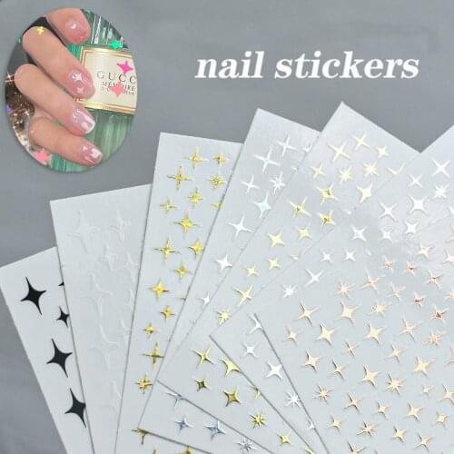 3D Nail Sticker Decals Self-adhesive Holographic Sparkle Star Design Stickers for Salon Manicure Nail Art Decoration