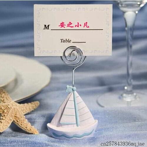 50pcs Sailing Table Numbers Holder Place Card Holder Mediterranean Style Wedding Decoration Supplies