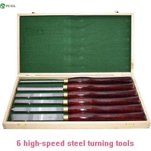 6Pcs/set HSS Woodworking Turning Tool set HSS Lathe Chisel Set High Speed Steel Semicircle Knife Hand-held Wooden Turning Tool