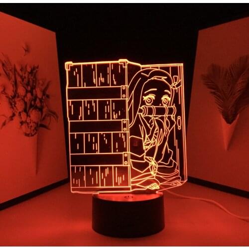 Demon Slayer Anime Figure Nezuko Kamado Acrylic LED Night Lamp for Bedroom Decorative Birthday Gift 3D Table Light