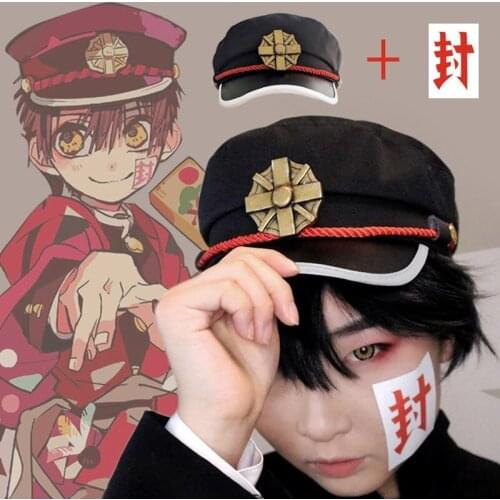 Anime Toilet-Bound Hanako-Kun Hat Toy Cosplay Costume Props Hat Cap Berets Badge Sticker Whole Set Toy Gift