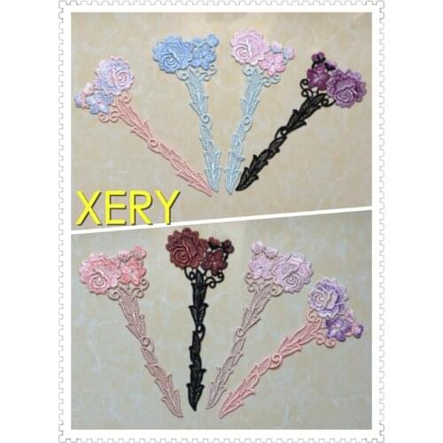 FREE SHIPPING 17*6.5cm high quality yarn embroidery Colorful lace patch,costume lace applique,fashion garment element,XERY14226A