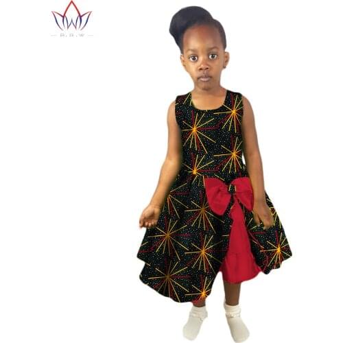 Bintarealwax Africa Children Clothing Dashiki Fashion Summer Cute Girls Dresses African Traditional Clothing for Children WYT72
