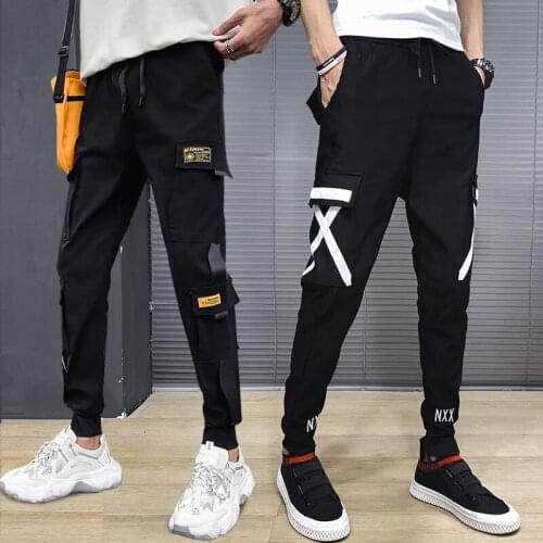 Hip Hop Men Streetwear Military Pants Patchwork Pocket Joggers Sweatpants Cuffed Ankle Length Trousers For Male