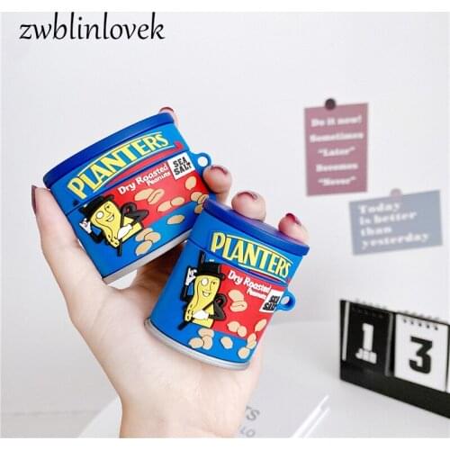 Brand planters roast peanut 3d food case for airpods 1 2 pro soft silicone case wireless bluetooth headset protective cover