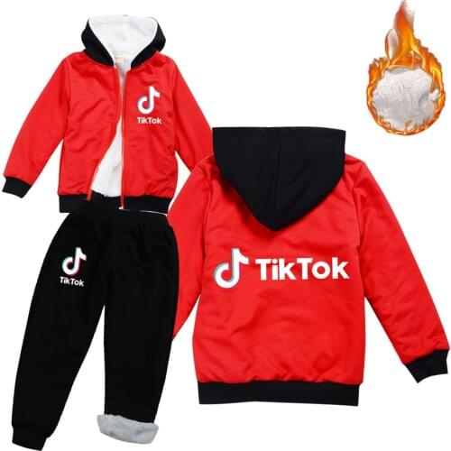 TIK TOK Children Sweater Hooded Baby Girl Coat Fashion Coat Down Puffer Pants Suit Winter Boy Clothes