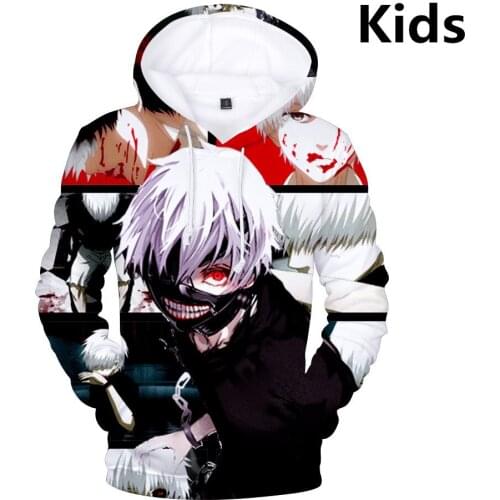 3 To 14 Years Kids Hoodies Tokyo Ghoul 3D Printed Hoodies Sweatshirt Boys Girls Long Sleeve Cartoon Jacket Tops Teen Clothes