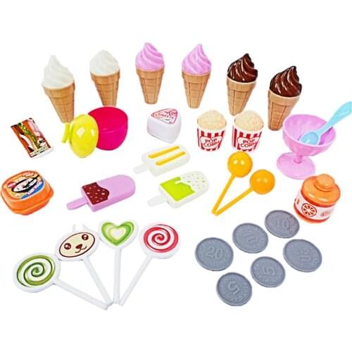 Kids Simulation Mini Candy Sweet Icecream Dessert Food Ice Cream Shop Trolley Cart Supermarket Shopping Cart Pretend Play Toy