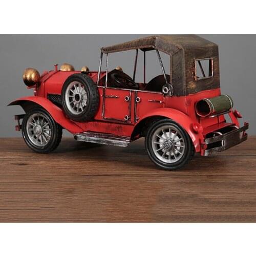 Vintage Car Model Collection Metal Sculptures Artwork Art Home Decoration Ornament Accessories A1