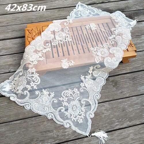 European Lace Embroidery Tassel Pendant Rectangular Tablecloth TV Wall Cabinet Piano Coffee Table Cover Cloth Furniture Tapete