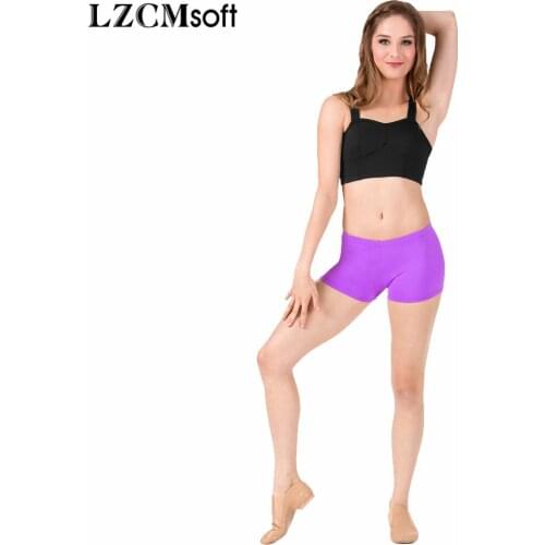 LZCMsoft Women Black Low Waisted Performance Briefs Ballet Dance Bottoms Shiny Nylon Lycra Panty Team Stage Underwear Shorts